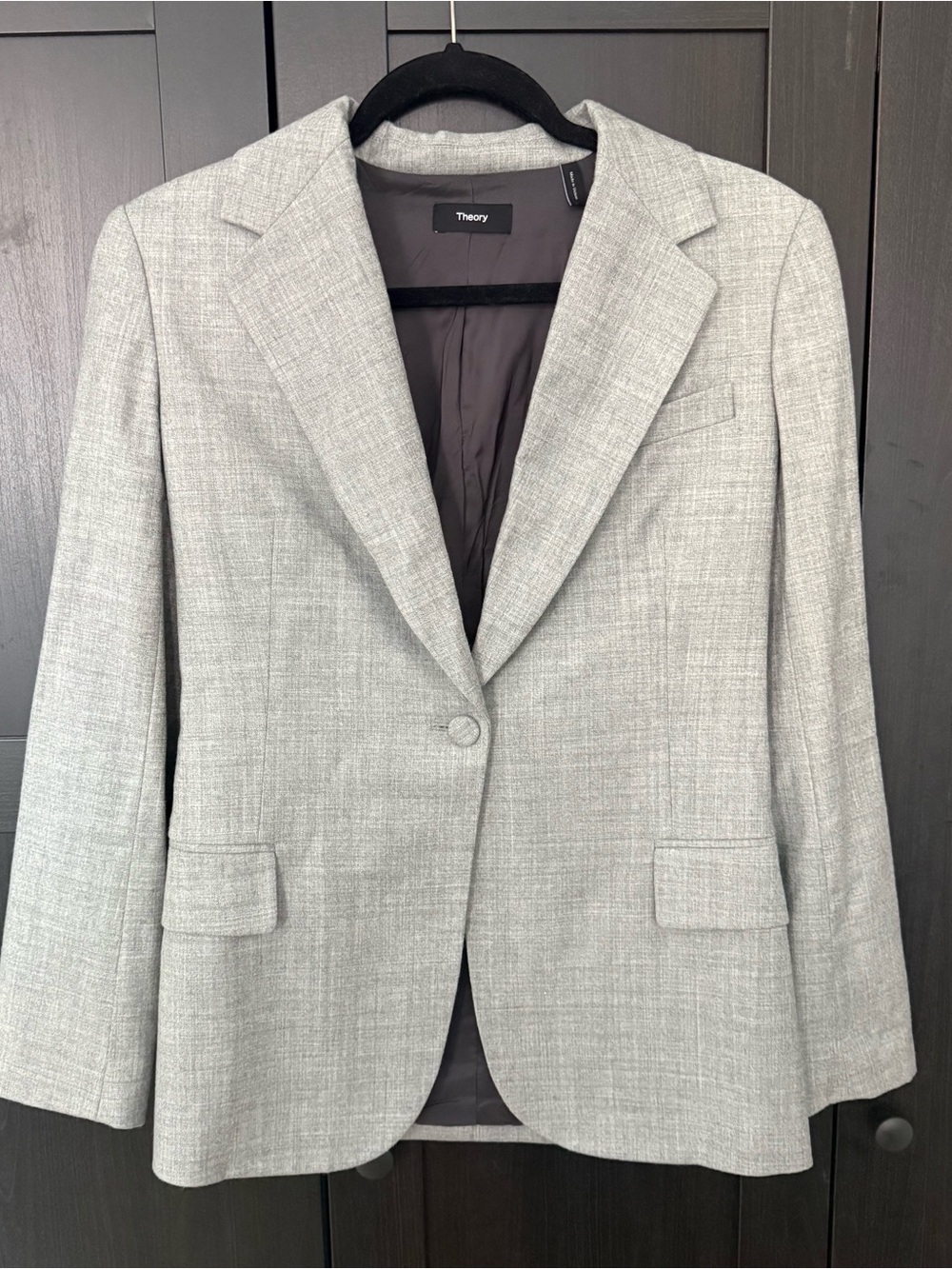 Theory Women's Light Gray Single-Button Tailored Blazer